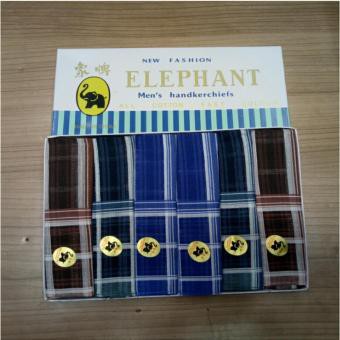 1 Kotak 6 Pcs Saputangan Pria Katun ELEPHANT [ GAJAH ] - Uk 40 x 40 Cm