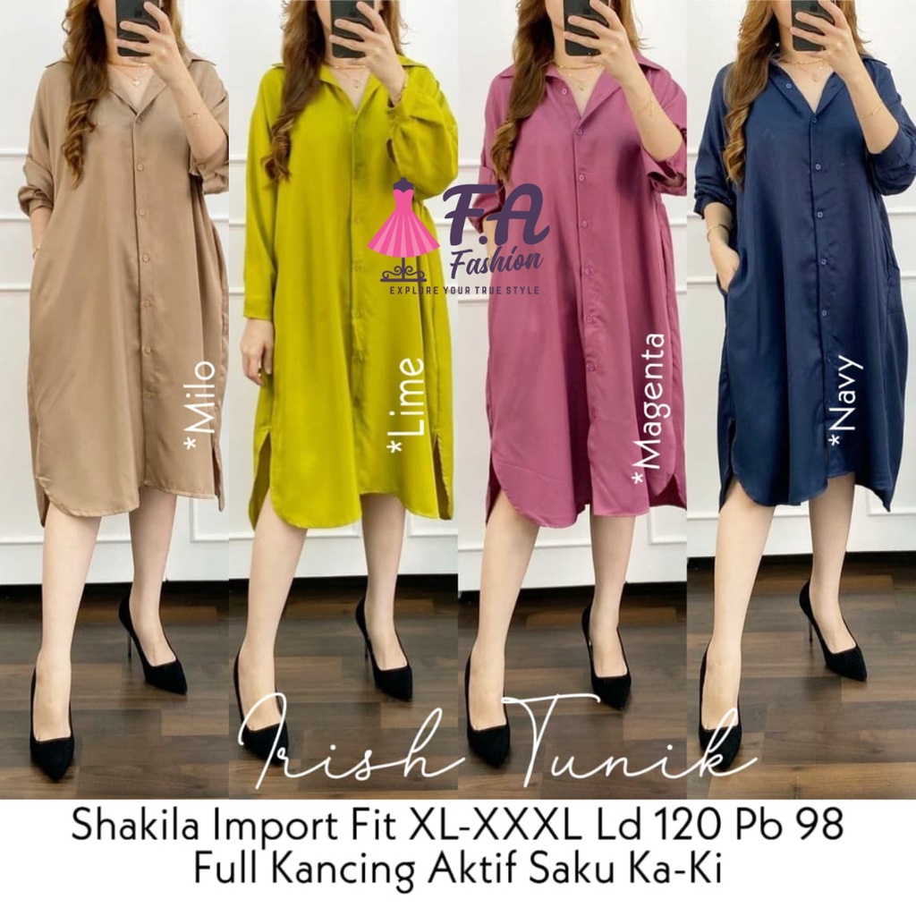 irish tunik baju pakaian atasan blouse kemeja longtunik  longdress dress dres mini jumbo ld 120 big 