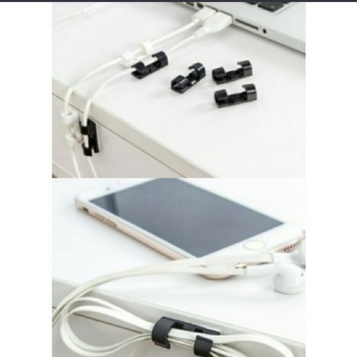 si 20 pcs Klip Kabel | Cable Clip Organizer Penyusun Kabel serbaguna i