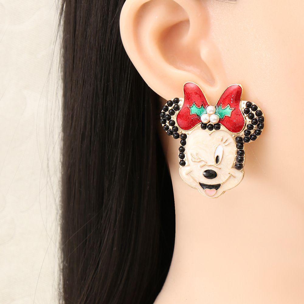 Lily 1pasang Anting Tusuk Mickey Fashion Lucu Minnie Kartun Berlian