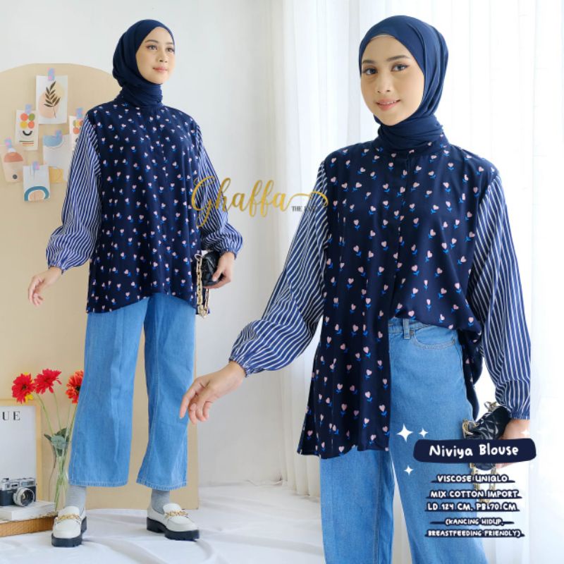 Blouse motif premium / Niviya blouse by ghaffa the label / blouse muslimah modern