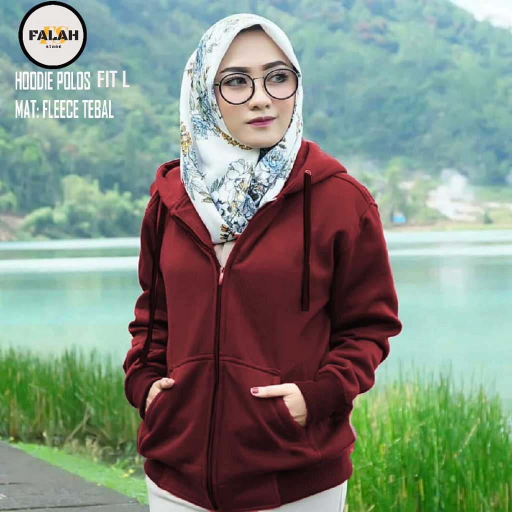 Jaket Jumper polos distro hoodie fleece L fit to XL BTC