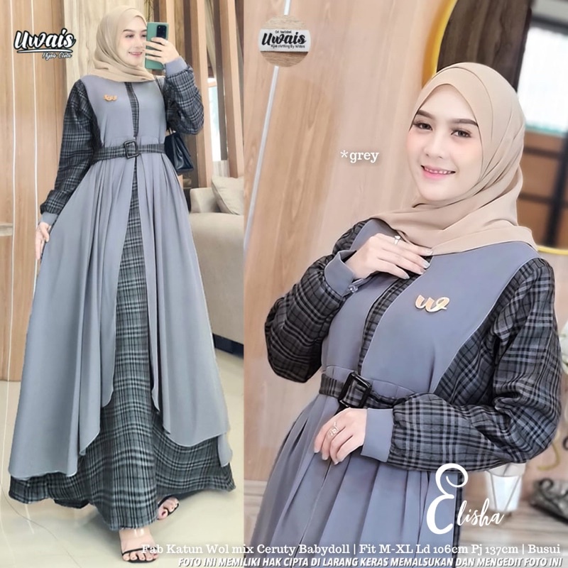 Gamis Set Outer Elisha Maxy Dress Original Uwais