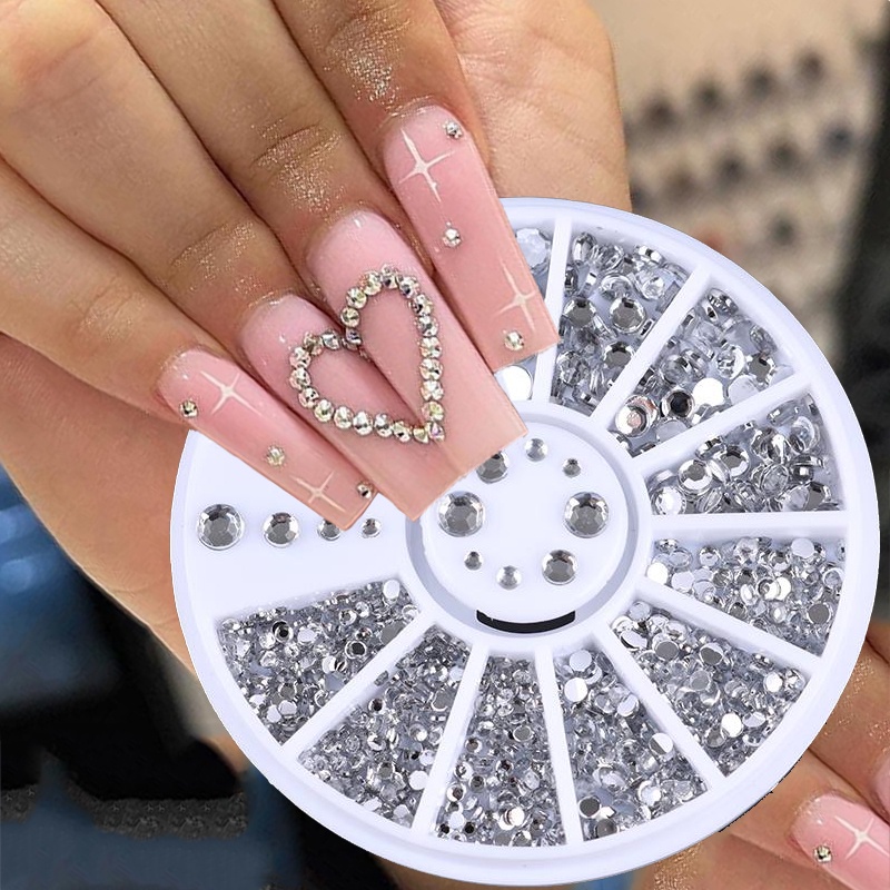 Manik-manik Kristal Berlian Imitasi Glitter Warna Campur Untuk Dekorasi Nail Art