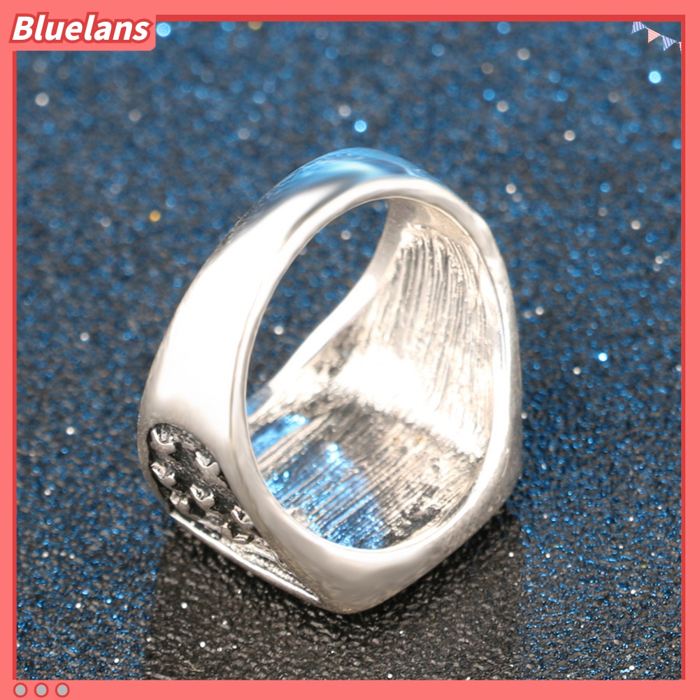 Cincin Jari Bentuk Mahkota Lapis Silver Bahan Alloy Gaya Retro Untuk Pria