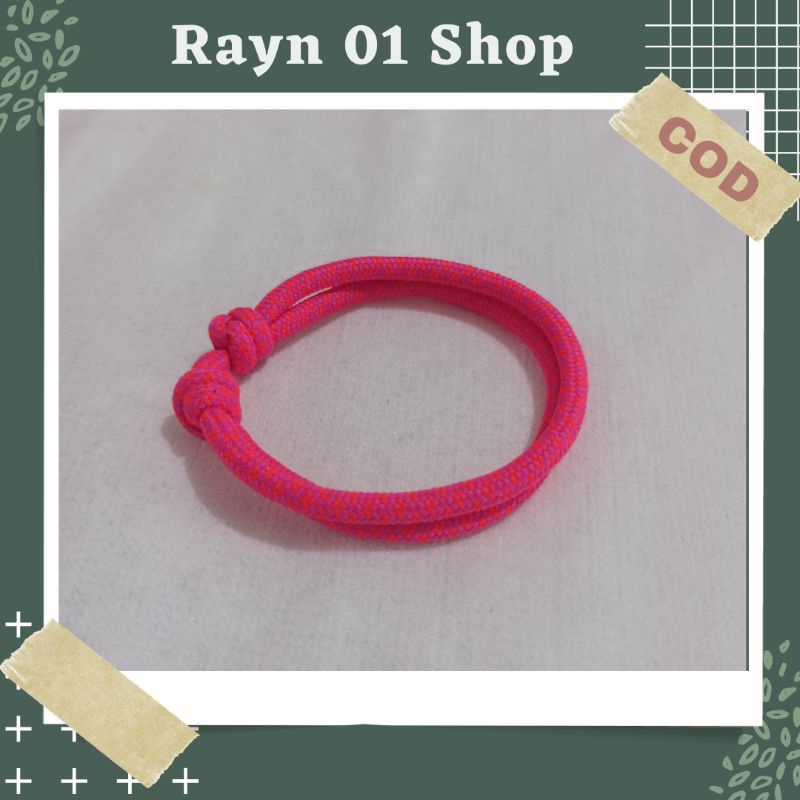 Gelang Tali Paracord Polos Hitam Pria Wanita / Gelang Gaya Korea / Gelang Trendy / Gelang Tali Unisex-Pink