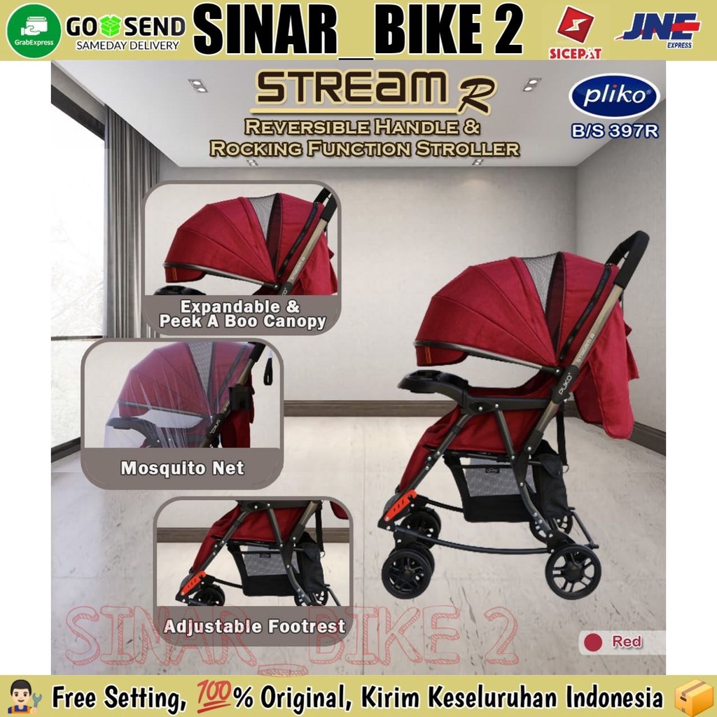 Stroller/Kereta Dorong Bayi Pliko Stream R BS-397R, 2 Arah,Bisa Ayun