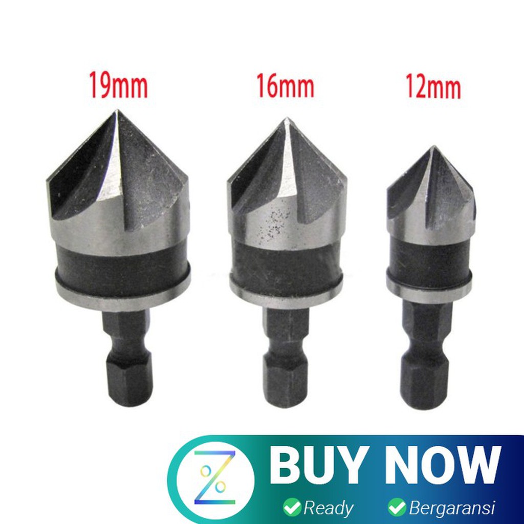 Mayitr Mata Bor Drill Bit Countersink Carbon Steel 12 16 19mm 3 PCS -