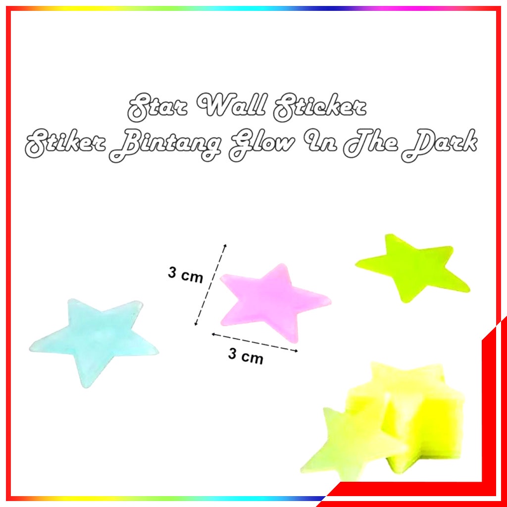 Star Wall Sticker Stiker Bintang Glow In The Dark Dinding Wallsticker - Star Glow In The Dark Isi 100 Pcs