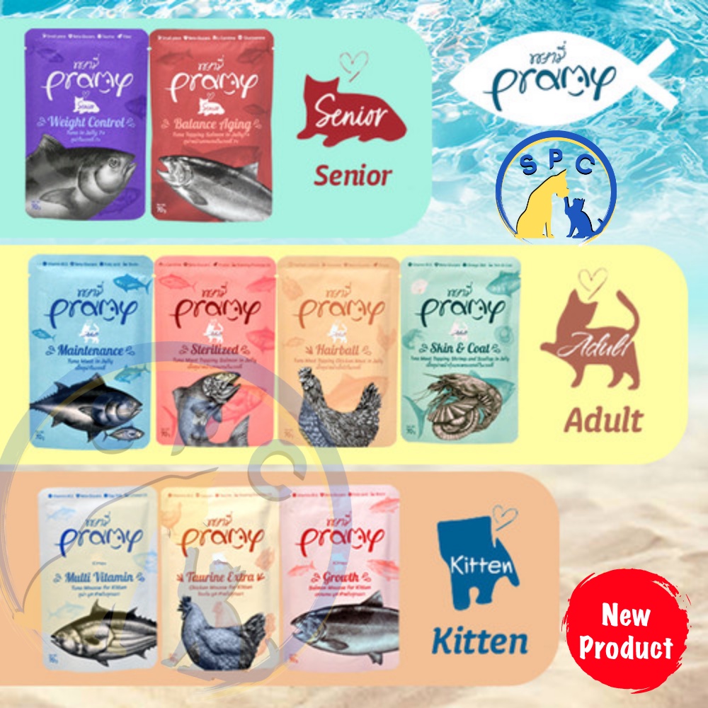 PRAMY Wet Food Premium Pouch 70 Gram Makanan Basah Kucing Makanan Kucing Premium Anti Hairball