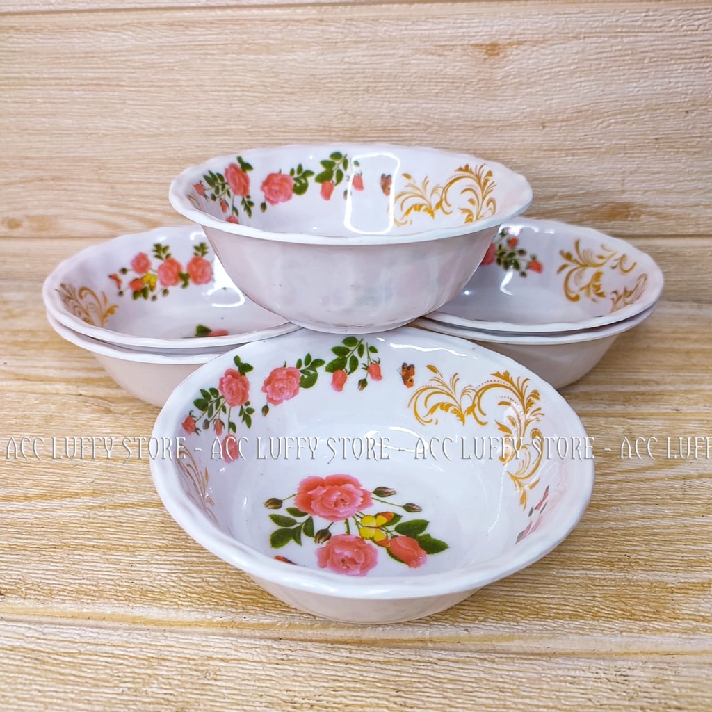 6 PCS MANGKOK SOTO MELAMIN - KOBOKAN - MANGKUK KECIL MELAMIN MOTIF BUNGA