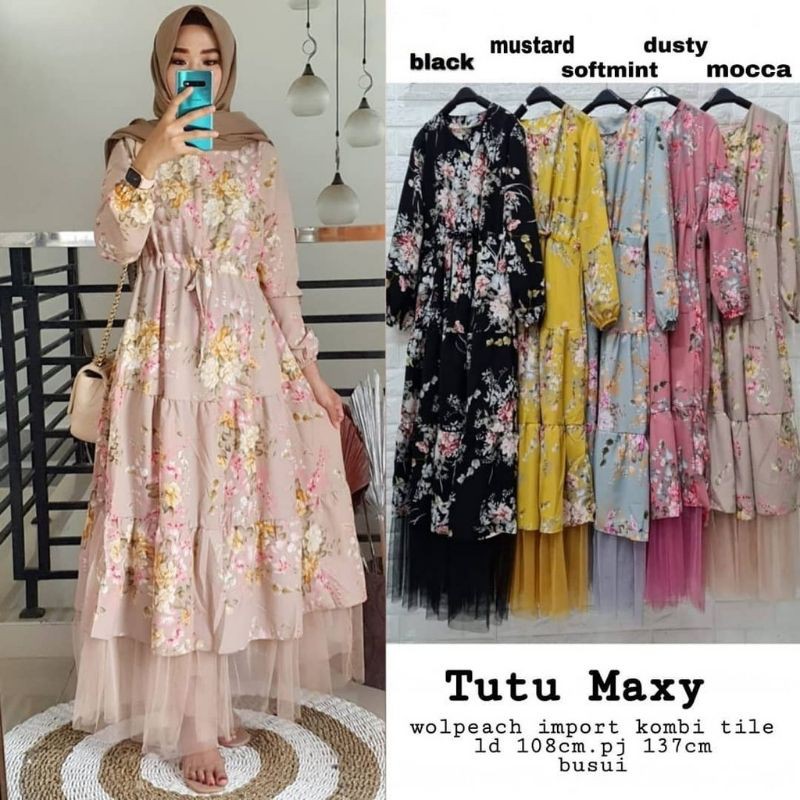 Gamis tutu maxy home dress tile fashion muslim