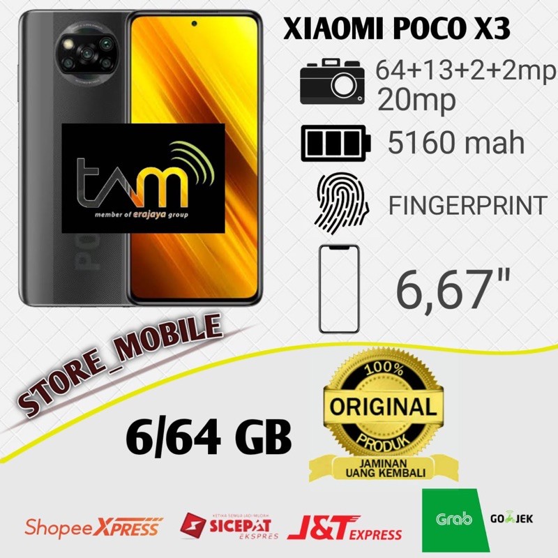 XIAOMI POCO X3 6/64 NFC RAM 6GB ROM 64GB GARANSI RESMI