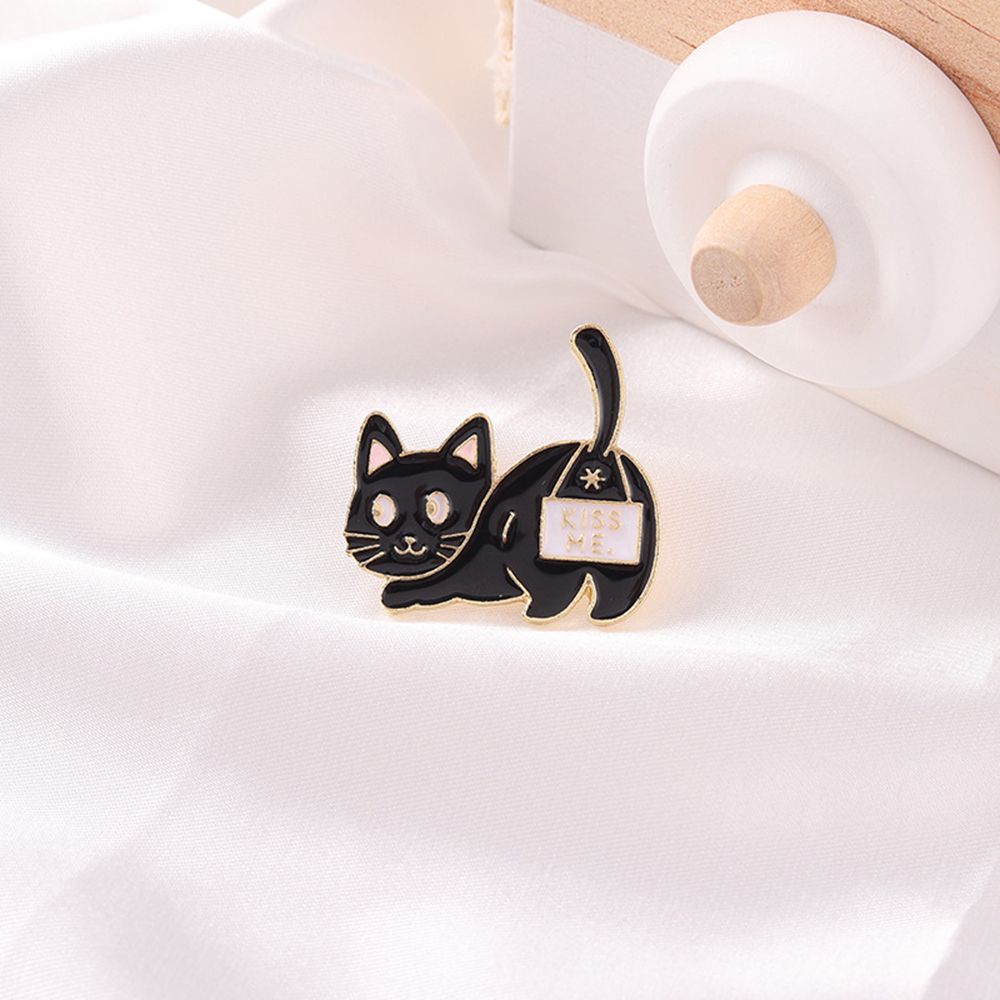 Bros Pin Enamel Bentuk Kucing Bahan Alloy Untuk Kerah Jaket Denim