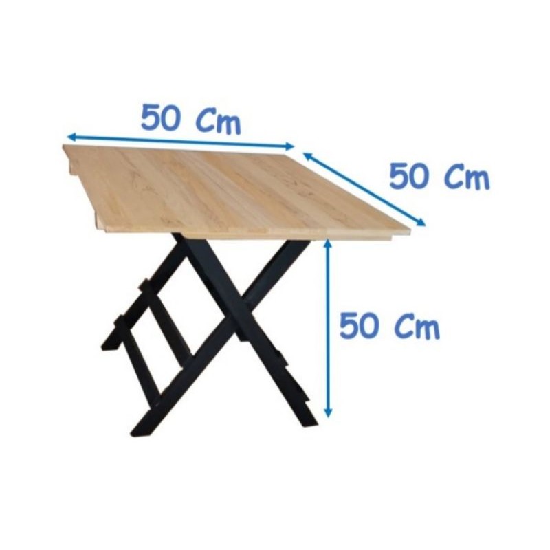 Meja Lipat 50x50 Tinggi 50 cm Full Kayu Solid tanpa kursi lipat laptop komputer belajar warna macam