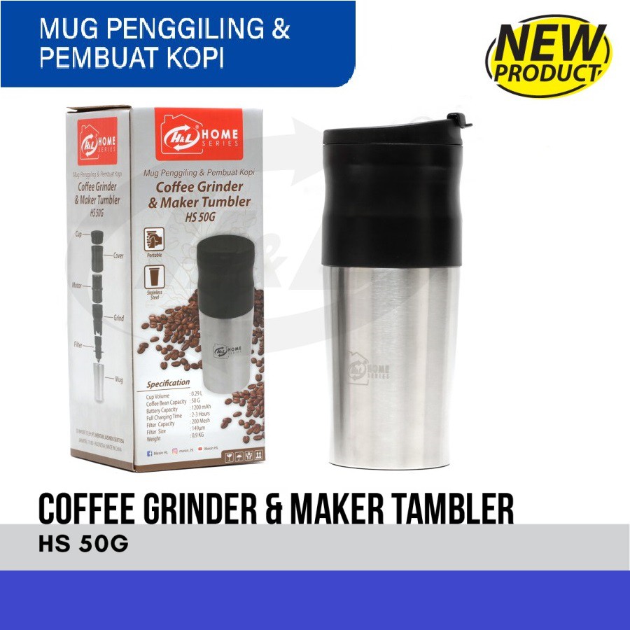 All in One Coffee Maker Gilingan Kopi Portable Grinder Set Tumbler Mug