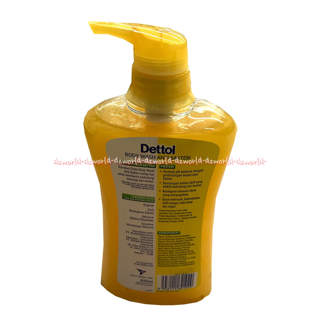 Dettol Fresh Body Wash Kuning Anti Bakteri PH Balance Sabun Cair 625ml