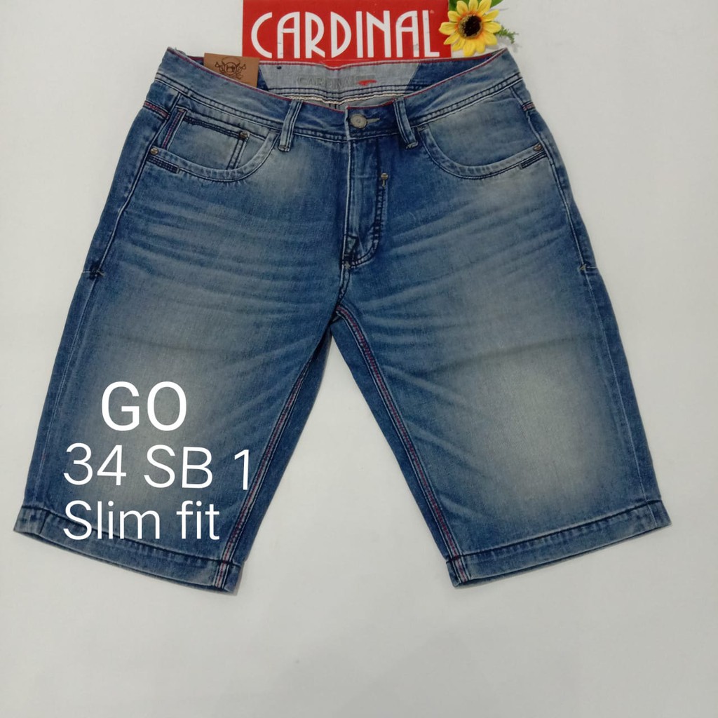 gof 34-CBV CARDINAL JEANS Celana Pria Celana Pendek Bermuda Casual Sobek Slimfit Reguler Fit Reguler