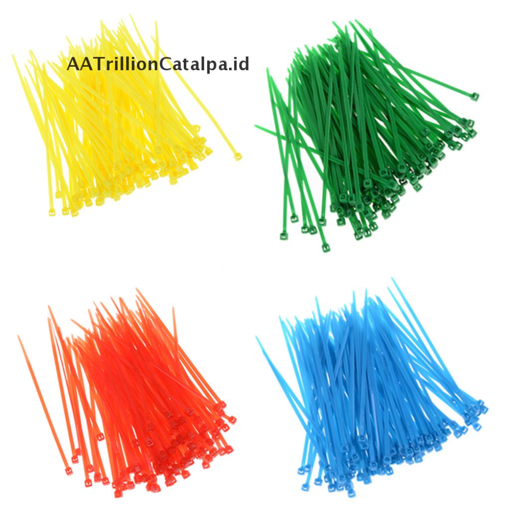 (AATrillionCatalpa) 100pcs Tali Pengikat Kabel Bahan Plastik Nilon Warna-Warni Ukuran 3x100mm