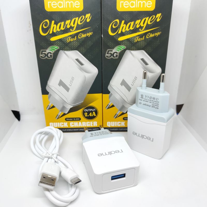 Charger Casan Realme S-200 Quick Charger Output 2.4A Kabel USB Micro