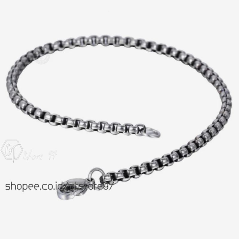 Gelang Pria Wanita Titanium Stainless Steel Anti Karat Silver Perak Asli Cowok Cewek Rantai Besi Baja Putih