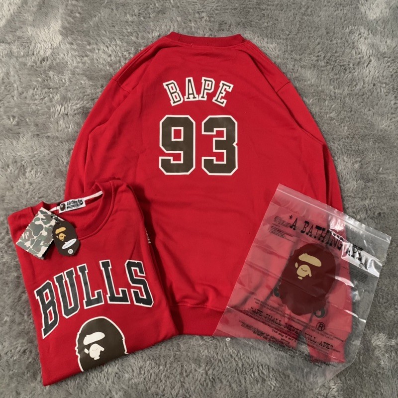 Sweater Hoodie Bape Bathing Ape X Mitchell &amp; Ness Bulls 93 Fulltag &amp; Lebel