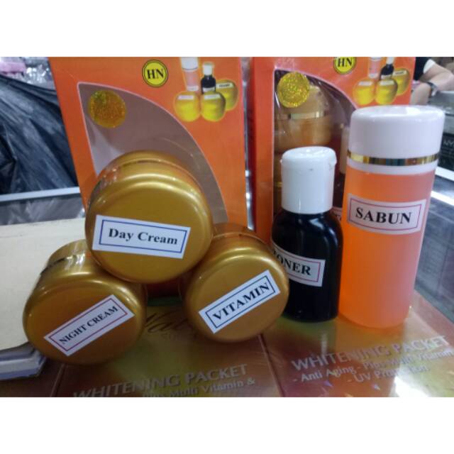 HN GOLD PAKET SERIES ORIGINAL NIG/DAY CREAM, TONER, VITAMIN,SABUN,,