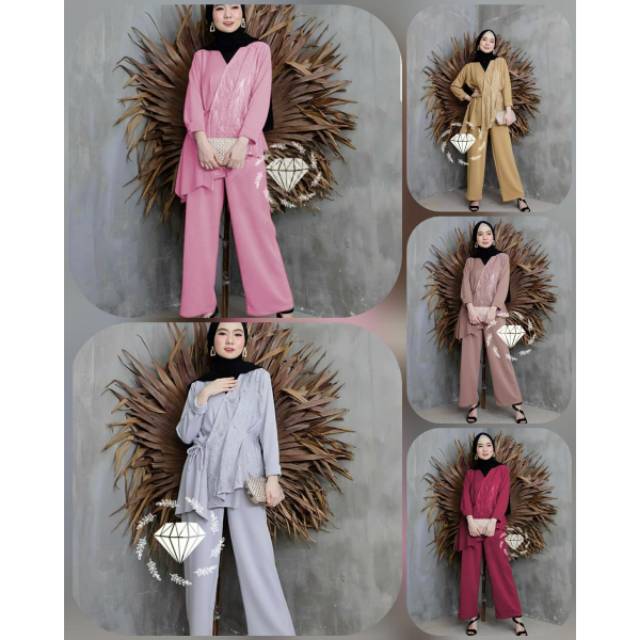 SET PELAGIO FASHION PAKAIAN WANITA SETELAN ATASAN DAN CELANA BAHAN MOSCREPE ADA VIDEO REAL PICT KR