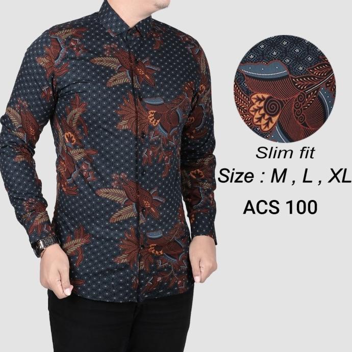 KEMEJA BATIK PRIA SLIM FIT / BAJU BATIK PRIA SLIM FIT ACS01