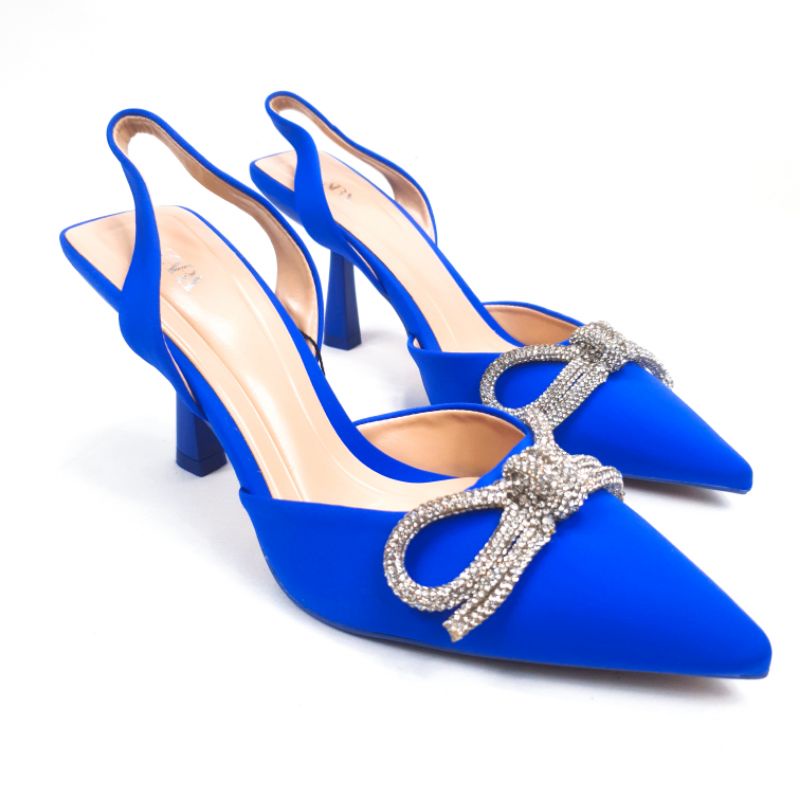 ZR Mid Kitten Slingback Heels with Ribbon