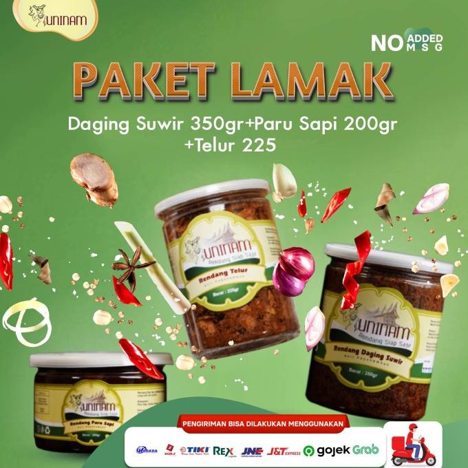 

[COD] Rendang daging suwir 350 gr + telur 225 gr + paru 200 gr paketan [COD]