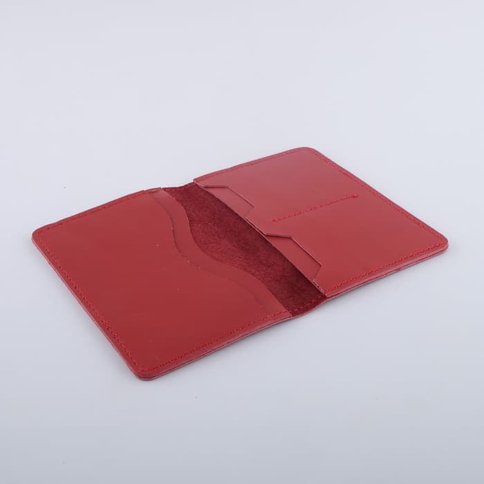 Dompet Passport cover simpel kulit sapi asli warna merah - PHPW095