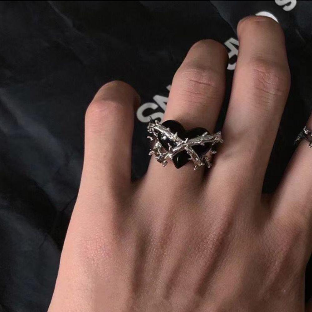 Lily Cincin Duri Bahan Alloy Punk Untuk Wanita Pria Gothic