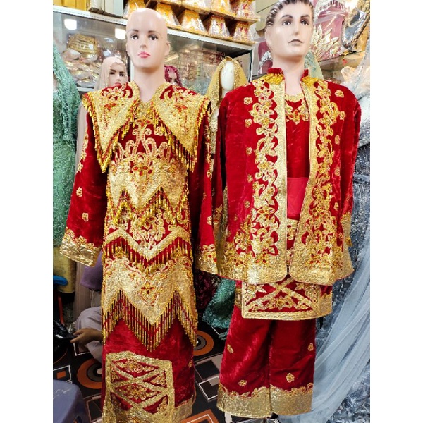 baju penganten Minang bahan bludru murah.