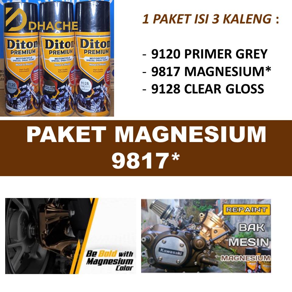 Paket Lengkap Cat Pilox Diton Premium 9817 Magnesium 400cc semprot aerosol pylox velg mesin