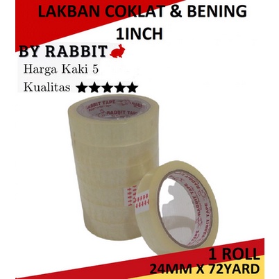 Lakban 1inch 24mm x 72yard FULL / Kualitas Lakban Daimaru, Rabbit Tape, 1 inch 24 mm 72 yard