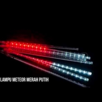 Lampu Hias Hujan Dekorasi Meteor LED Merah Putih