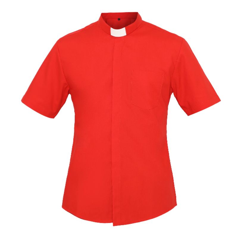 Pendeta - Kemeja Collar Maroon Panjang Polos - Cotton Tropical - Jos Miracle Bandung - Miracle - JMB