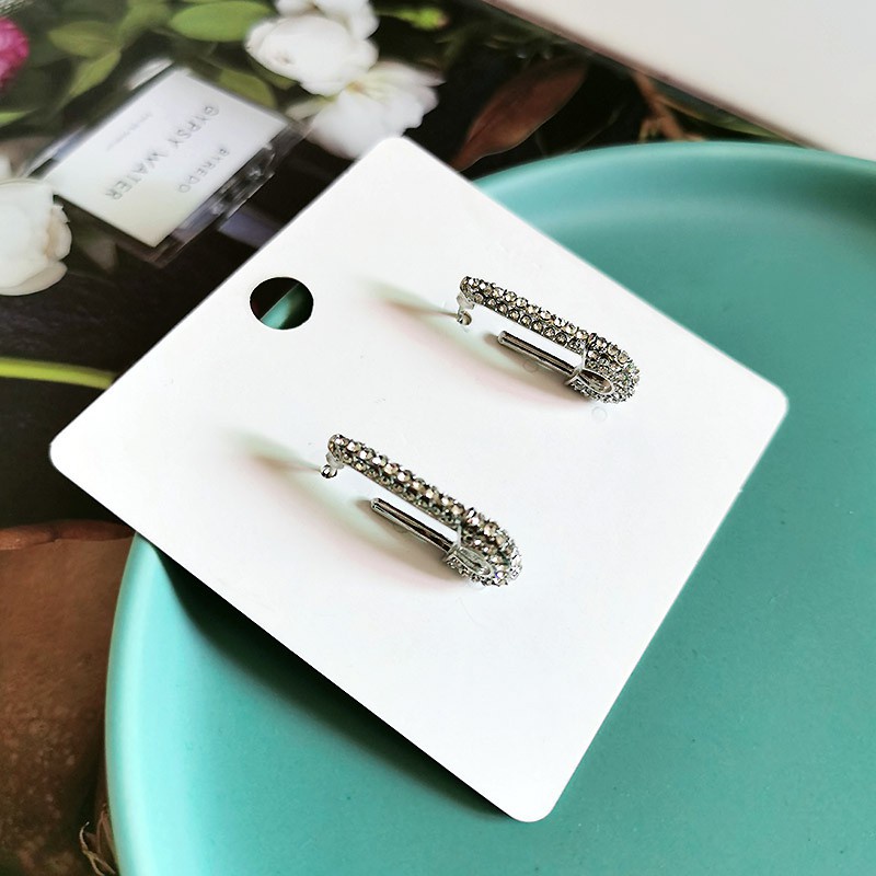 Anting Tusuk Silver Needle 925 Hias Berlian Gaya Korea