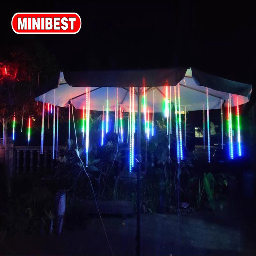 NEW LAMPU METEOR TIRAI 50cm 10 BATANG/ RGB / WARNA WARNI /OUTDOOR