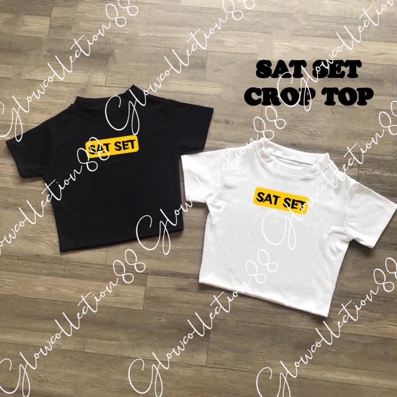 BEFAST - ZGW OOTD Kaos Crop SAMIRA / Crop Top SAT SET (LD 88, P 40) / Kaos Crop Top Wanita / Atasan Lengan Pendek / Crop Top Motif Tulisan Sat Set / Outfit Kekinian Wanita ABG / Kaos Crop Santai Casual / Keluaran Terbaru 2022 / Termurah