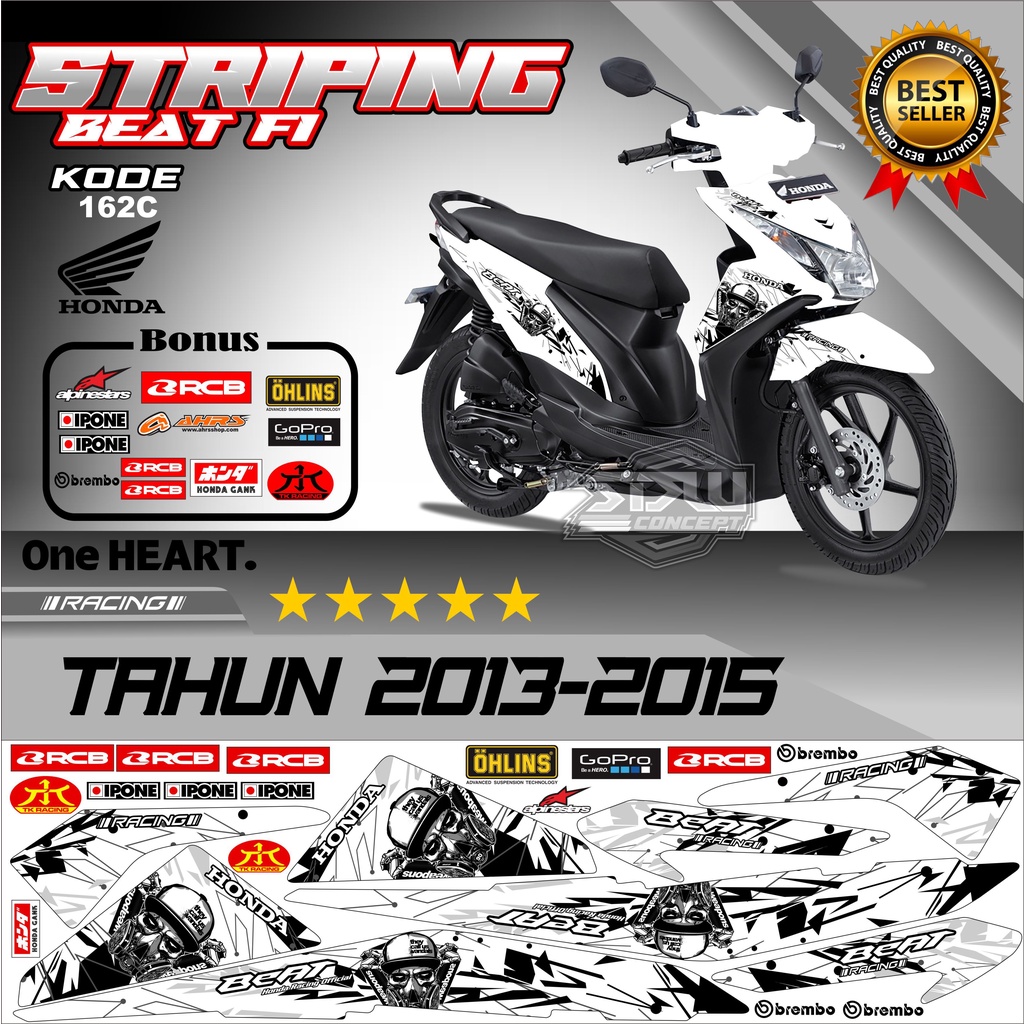 Striping Beat 2013-2015  Stiker Lis Motor Beat Variasi kode 162