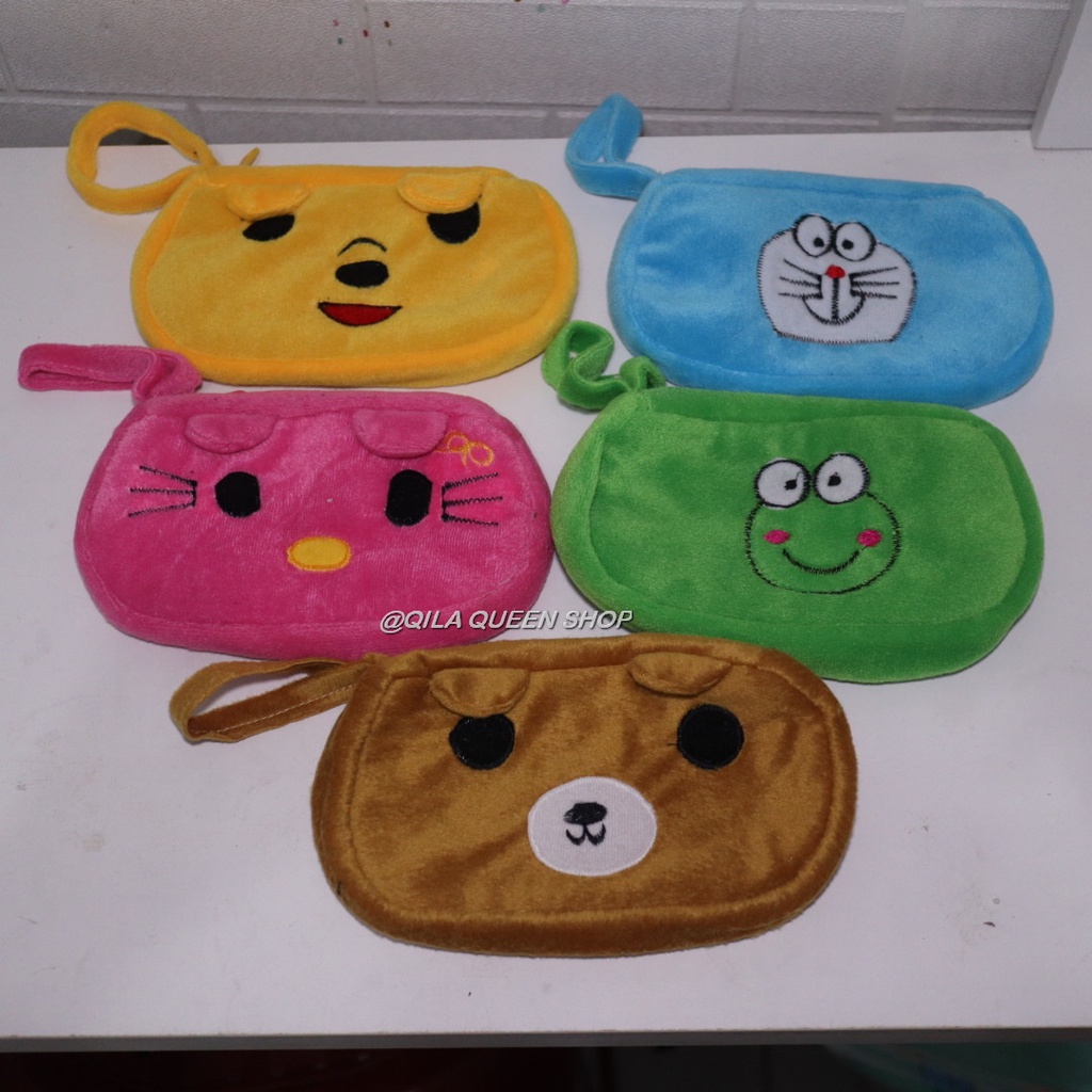 DOMPET KARAKTER BONEKA BAHAN VELBOA,TEMPAT PENSIL BAHAN