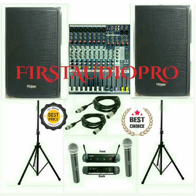 PAKET SOUND SYSTEM SPEAKER AKTIF HUPER QA15A / QA 15A + MIXER SOUNDCRAFT EFX 8