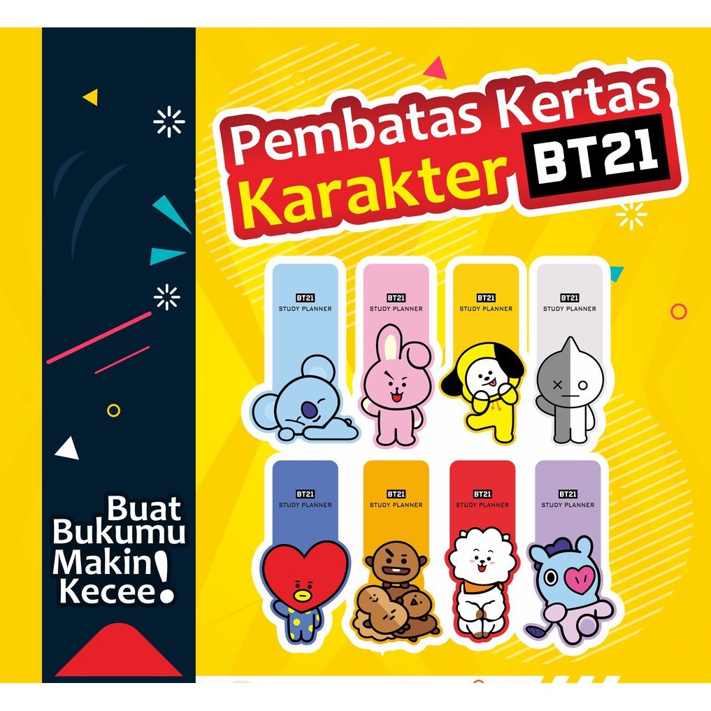 

Pembatas Buku / Bookmark Karakter BT21 BTS Murah