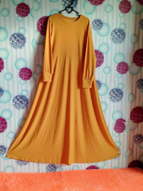 Gamis Jersey Polos Manset Grosir Size S - M Warna Banyak Lengan Tangan Panjang