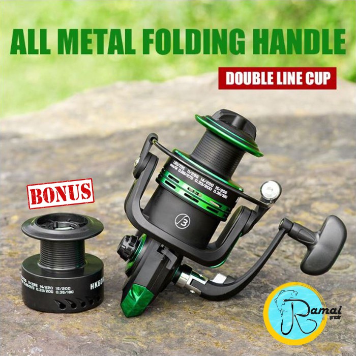 COD Reel Double Spool Metal Kagawa AOjiang Shark HK Series 1000 - 7000 Bonus Spool ABS