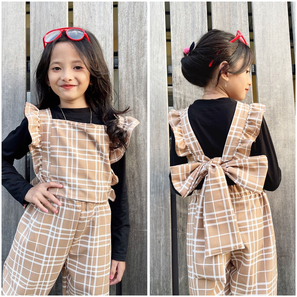Overall AWRA belakang pita anak / one set vest/ setelancelana anak/ setelan anak / overall anak / setelan celana anak / gamis anak / overall Reina anak anak / one set nayla / overall pita belakang anak buy dyoura.id