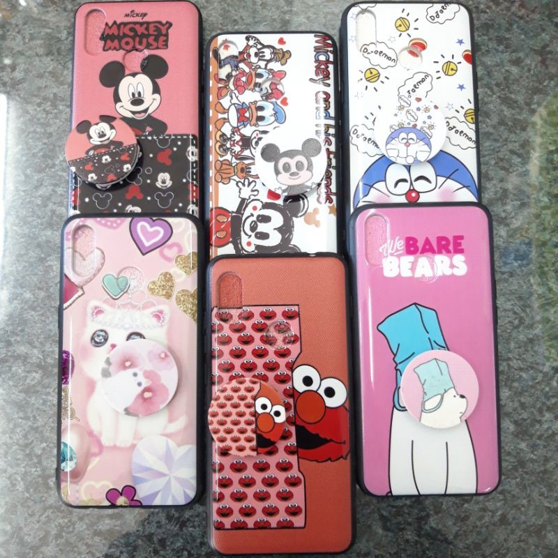 Case Motif Fuze Plus Tempered dan Popsoket Samsung iPhone Oppo Redmi Vivo