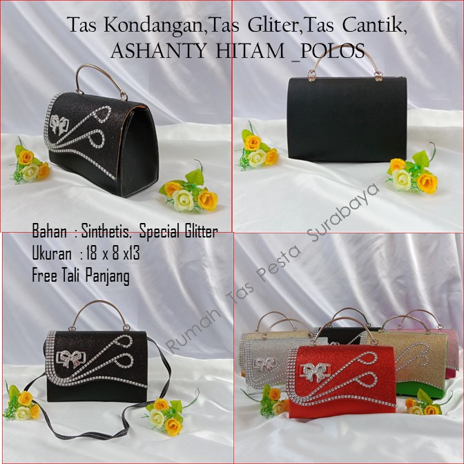 Tas Kondangan,Tas Gliter,Tas Cantik,ASHANTY HITAM _POLOS